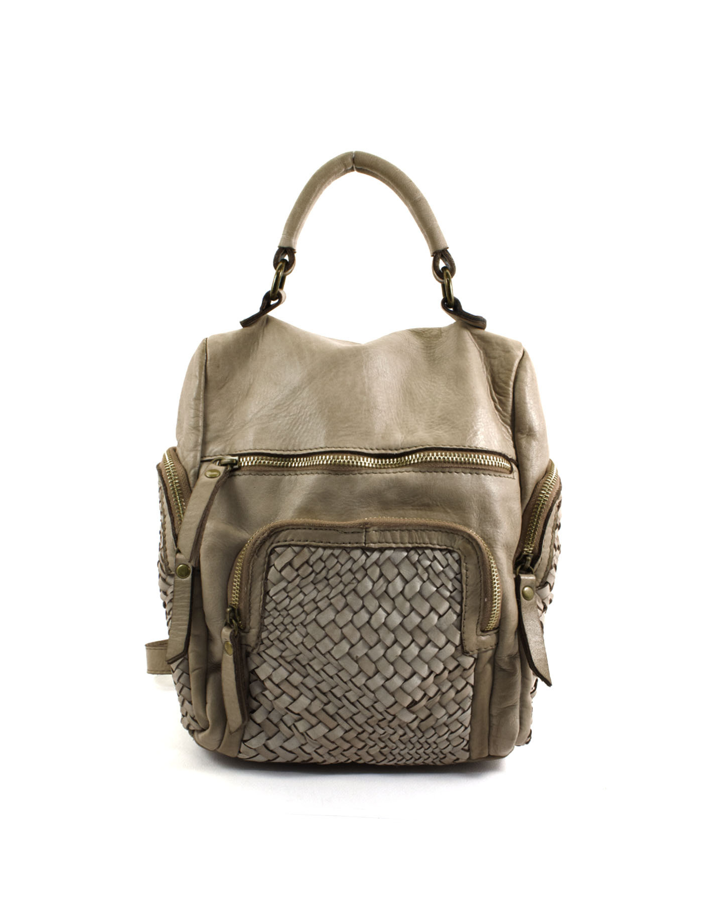woven leather backpack