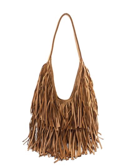 WEPELL - leather bag with fringes